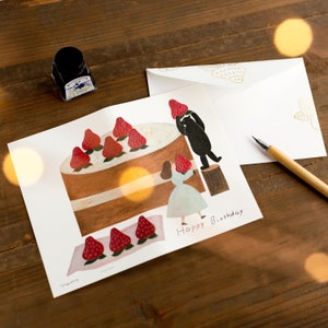 Tarjeta de cumpleaños -Pastel de fresa- de Necktie / cozyca pruducts