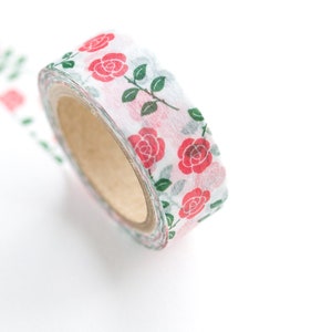EL COMMUN Masking Tape mois et fleurs rose / botanical washi tape / made in Japan image 3