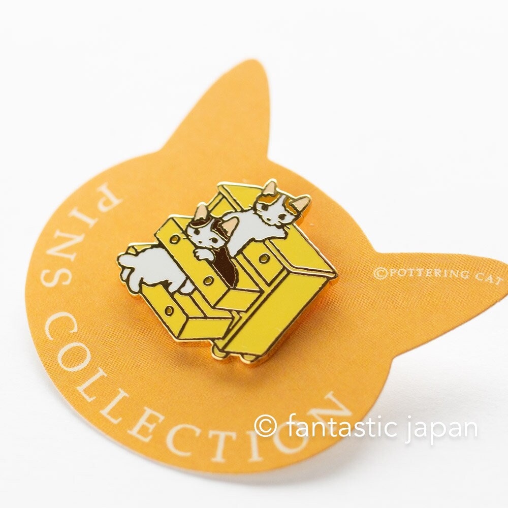 Pottering Cat Hard Enamel Pin -drawer- - Etsy