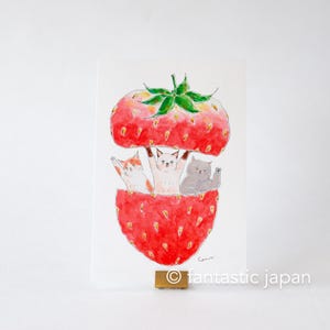 cartão postal tocoro comugi - olá de strawberry -