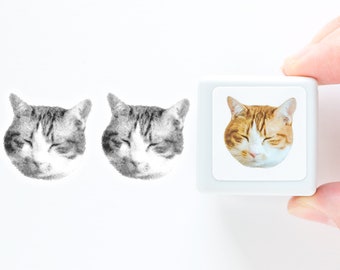 Real photo stamp - Tabby cat "Sleepy"-