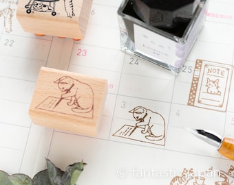 Pottering cat stamp small -lettering-