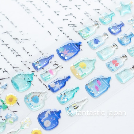 Hard gel 3D sticker -Summer blue bottle-