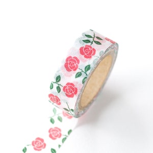 EL COMMUN Masking Tape mois et fleurs rose / botanical washi tape / made in Japan image 4