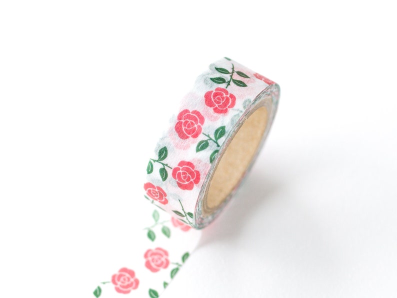 EL COMMUN Masking Tape mois et fleurs rose / botanical washi tape / made in Japan image 4