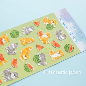 Sticker estival MIND WAVE -chien shiba et pastèque-