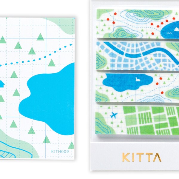 2022 NEW**KITTA Pre-Cut Washi Tape Stickers - KITH009 "map" - / uv silk processing /HITOTOKI / King Jim sticker for planner