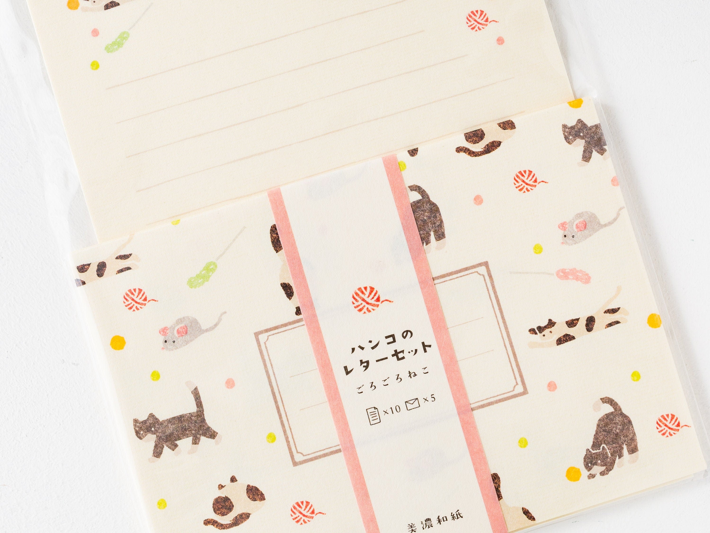 Playing cats writing letter set / Mino Washi / japanese stationery / japanese writing paper / made in Japan
