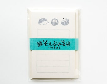 Japanese washi mini letter set -Soebumi-sen "hedgehogs"- / urchin / FURUKAWA SHIKO/ Japanese writing letter set /made in Japan