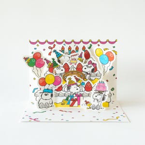 Carte d'anniversaire pop-up Poinçon / PEANUTS -Snoopy et Belle and Brothers-