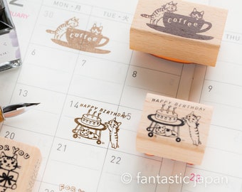 Pottering cat stamp small -happy birthday-