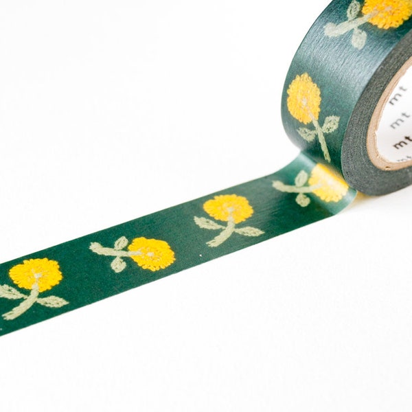 mt washi tape, Mina Perhonen-skip, MTMINA34, yellow flower, masking tape, for journaling/snailmail, Japanese washi masking tape, 20mmwide