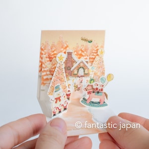 Pequeno cartão pop-up de Natal - mini mini Papais Noéis com bastões de doces -
