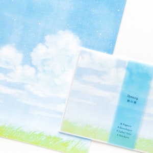 Letter writing set -Sky Time "morning breeze"- / Ryu-Ryu  products/ Japanese writing letter set / made in Japan