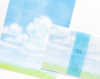 Letter writing set -Sky Time "morning breeze"- / Ryu-Ryu  products/ Japanese writing letter set / made in Japan