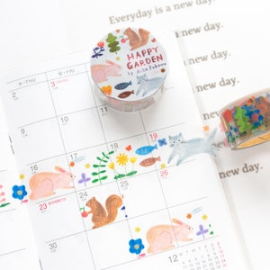 Transparent masking tape / tearable matte finish cellophane tape -happy garden- by aiko fukawa / cozyca products