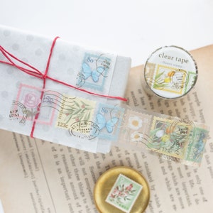 PET film tape / Clear tape -flower stamp- /  mind wave masking tape /
