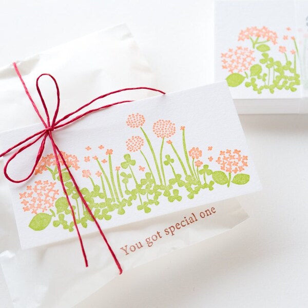 LetterPress thick message card -little garden by ten to sen-