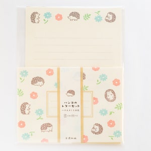 Hedgehog writing letter set / Mino Washi / japanese stationery / japanese writing paper / made in Japan image 2