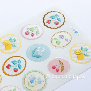 Sticker en washi -fleur et fruits encadrés-