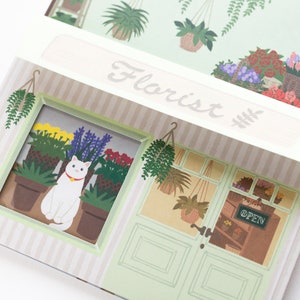 Letter Writing set -a cat by the window at "Flower shop"- by tsutsumu company /  Japanese writing letter set /made in Japan