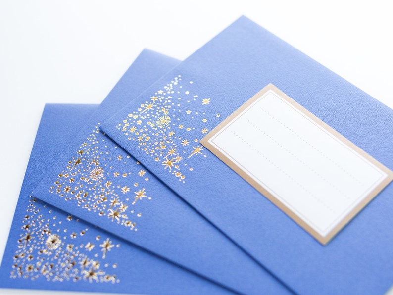 Gold foiled Letter Writing set Polite letters stardust by Tsutsumu company limited / made in Japan image 8