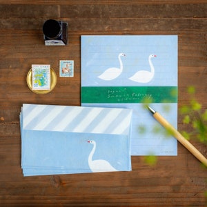 Juego de escritura de letras japonesas - Cisne en febrero - de Subikiawa / productos cozyca/