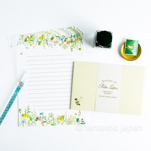 Goldfoliertes Briefpapier Set -Höflichkeitsbuchstaben ""Wild Flowers""- von Tsutsumu company limited