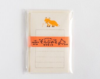 Japanese washi mini writing letter set -north fox- / Soebumi-sen