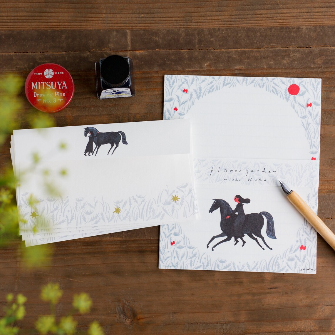 Japanese Letter Writing Set flower Garden by Nishishuku/ Etsy