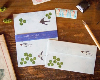 Japanese Writing Letter Set -swallows- by Asano Midori/ Mino Washi / cozyca products/ Japanese washi paper letter set /made in Japan