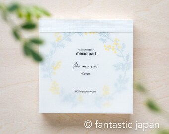 Hütte paper works 活版メモパッド -ミモザ- - Etsy 日本