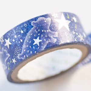 Foiled Glittering Masking Tape -The Star Circling song- / Shinzi Katoh designed washi tape / Japanese stationery/ made in Japan