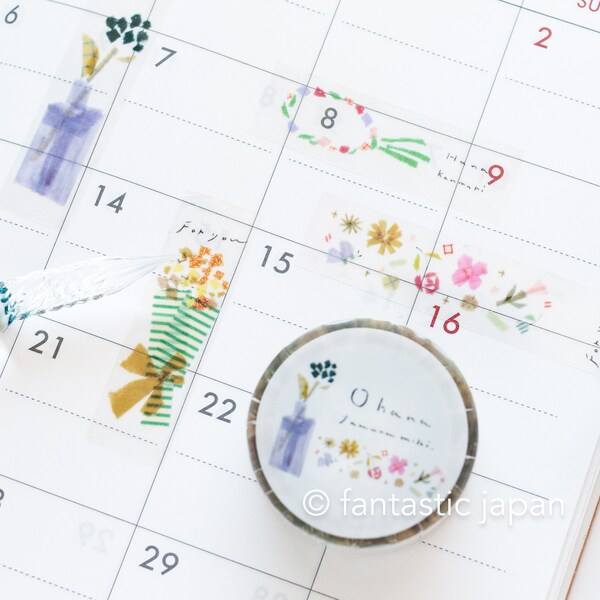 Clear Tape with perforated line  - flowers - by Miki Tamura