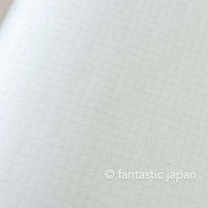 May include: Close-up of a blank, white notebook page with a subtle grid pattern. The page is clean and ready for writing or drawing. The text "fantastic japan" is in the bottom right corner.