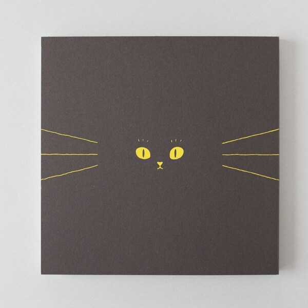 Black cat double face Notebook, H150×W150 "blank", Japanese stationery