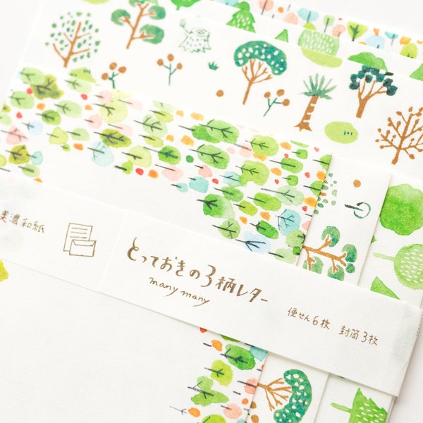 Japanese washi letter set -many many "forest" -