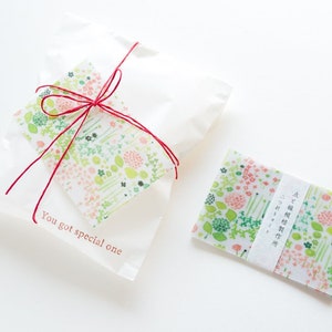 May include: A white gift bag with a red ribbon tied around it. The bag is decorated with a floral pattern and the text "You got special one".