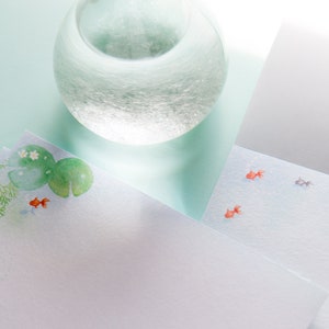 Japanese Washi Writing Letter Pad and Envelopes gold fish / traditional Iyo Washi paper / made in Japan image 3