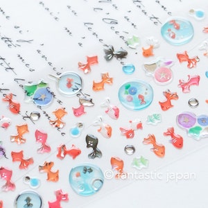 Hardgel 3D Sticker -Bunte Gold Fische-