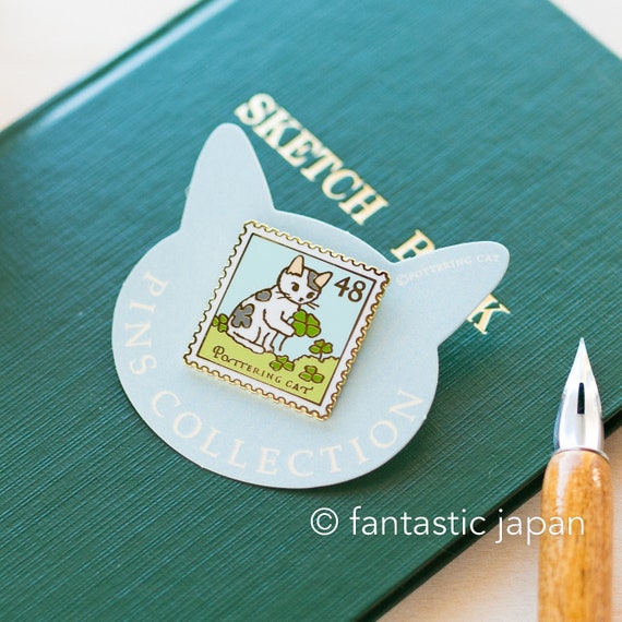 Clover Cat Stamp Enamel Pin Clover Cat Stamp Enamel Pin