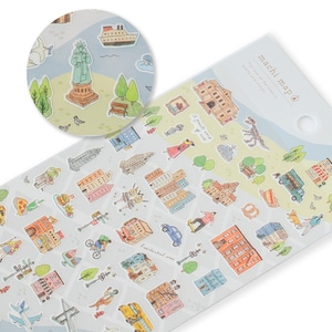 MIND WAVE-sticker / Stadsplattegrond -Stad met brug-