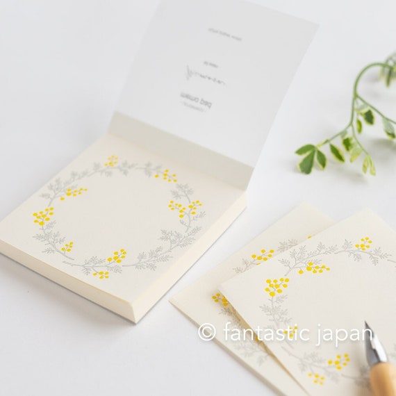 Hütte paper works 活版メモパッド -ミモザ- - Etsy 日本