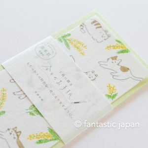 Juego de escritura de letras washi de estilo japonés -mimosa y gatos-