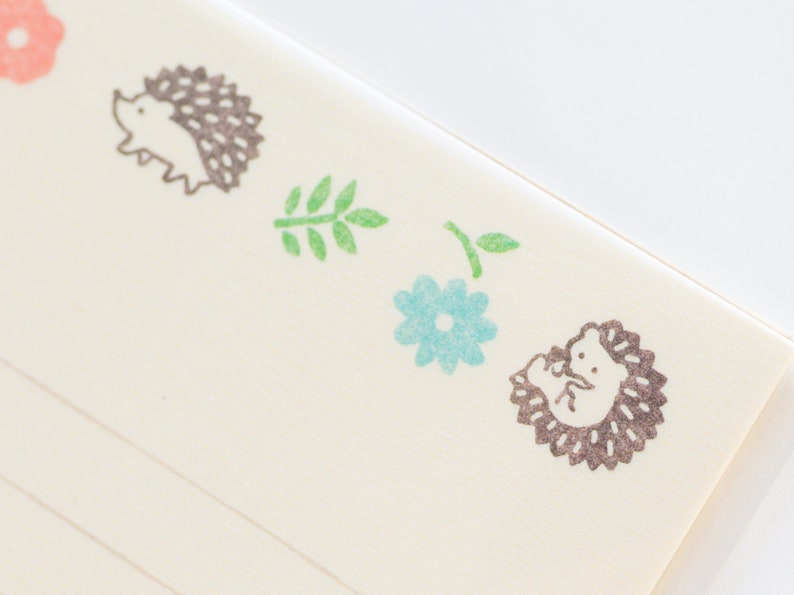 Hedgehog writing letter set / Mino Washi / japanese stationery / japanese writing paper / made in Japan image 6