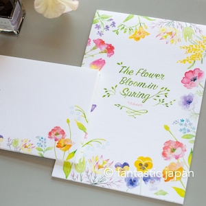 Bloc de cartas y sobres washi japoneses - La flor que florece en primavera -