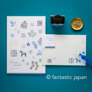 Japans washi-briefblok en enveloppen -sneeuwwinter- / NB-brievenset