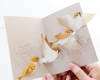 Pop-up card - Tobidustry, Tree Sparrow-