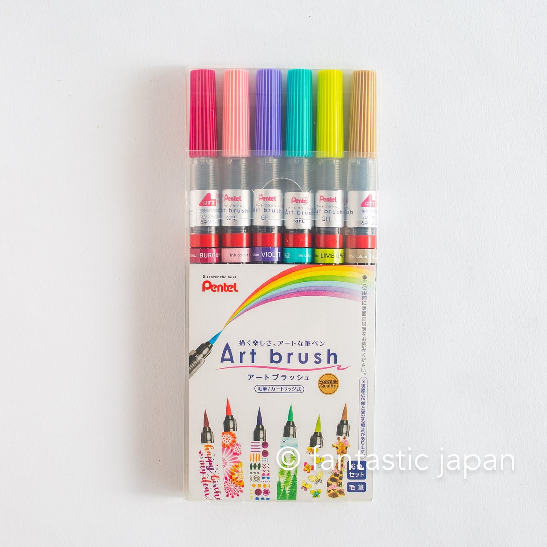 Pentel Fude Touch Brush Sign Pen Set of 6 Nuance Color - Etsy