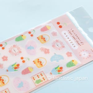 Klarsicht Sticker- Katze mit Kirschblüten- / Furukawa Papier